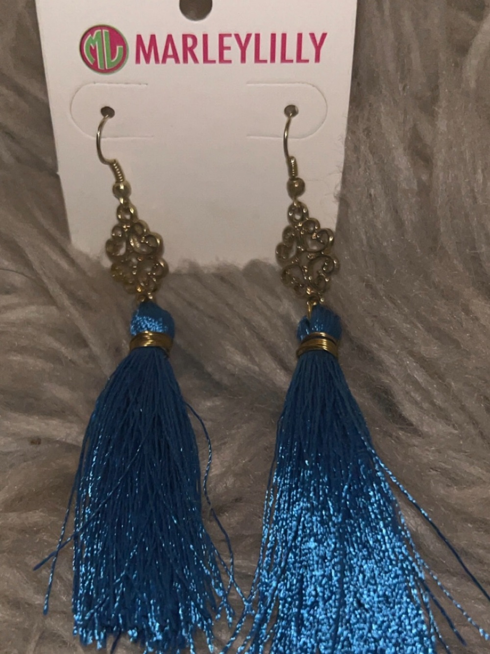 Blue Tassel Drop Earrings